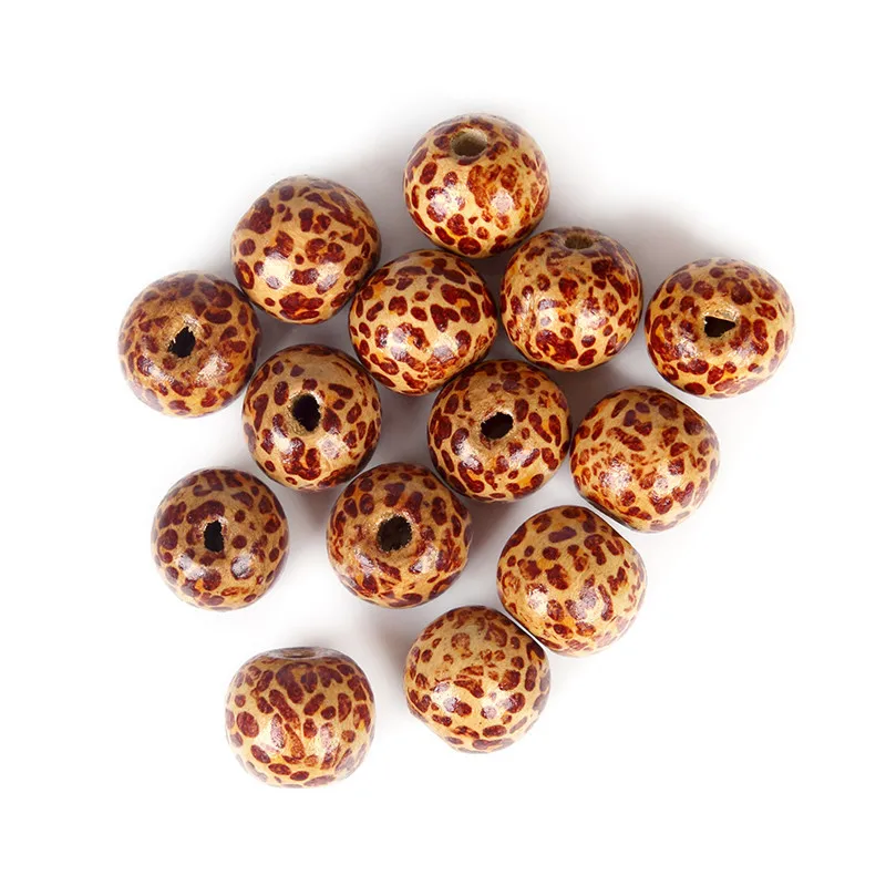 

10 Pcs Leopard Small Hole Beads Wood Spacer Beads 18mm Natural Ball for Diy Bracelet /Nacklace