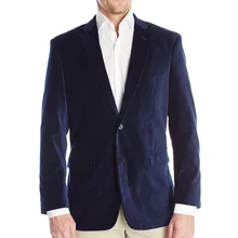 Темно-синие бархатные мужские топы, блейзер для выпускного вечера, вечерние, повседневная одежда, новейший стиль, с зубчатым отворотом, вечерний мужской пиджак