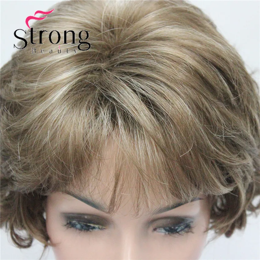 StrongBeauty короткий парик мягкий тусклые кудри коричневый подчеркивает полный синтетические парики выбор цвета