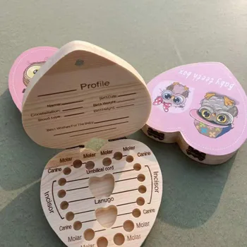 

Wooden Kids Deciduous Teeth Box Children's Souvenir Save Tools Cartoon Baby Deciduous Teeth Box Kids Tooth Mini Storage Boxes