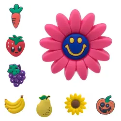 100 шт./партия, милая фруктовая обувь с цветочками, очаровательные виноград, клубника, тыква, морковь, обувь, аксессуар, пряжки для браслетов