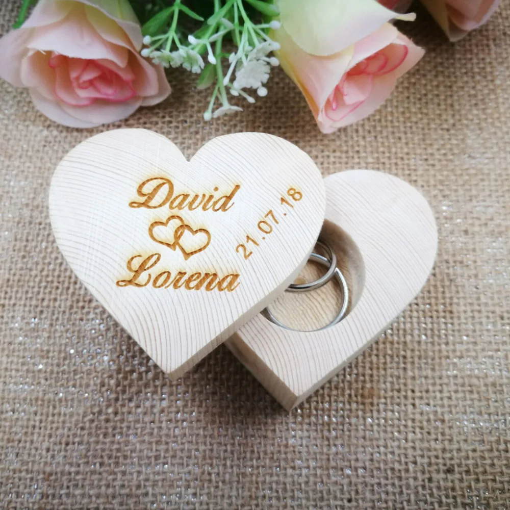 Günstige Valentines Engagement spitze Holz Ring Bearer Box, Rustikale Hochzeit Ring Box Halter Custom Ring Box, Personalisierte Hochzeit ring