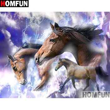 

HOMFUN Diamond painting "Animal horse" Full Square/Round Drill Wall Decor Inlaid Resin Embroidery Craft Cross stitch A13666