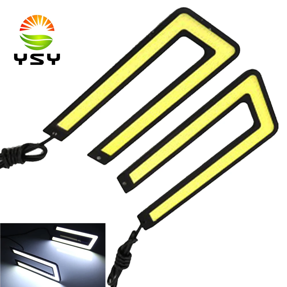 

YSY 10PCS COB U Shape DRL LED Daytime Running Light LED Car Light Car Light Source Waterproof DC 12V Auto Lamp White