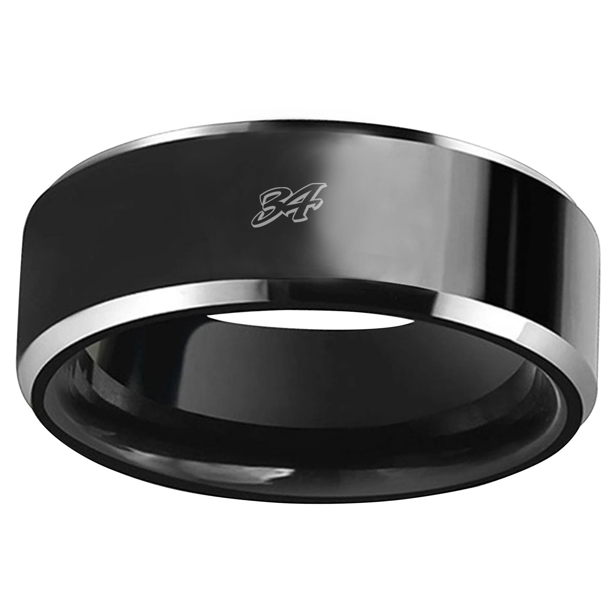 8 мм черный скошенный двухцветный Вольфрам карбида Comfort Fit Лазерной KS 34 звезды