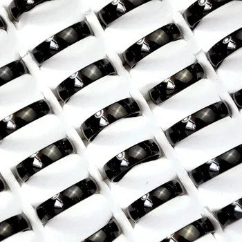 

50Pcs Fashion Bright black Tungsten Stainless Steel Rings For Women Men Jewelry Lots Bulk WholeSale Free Shipping LR4086