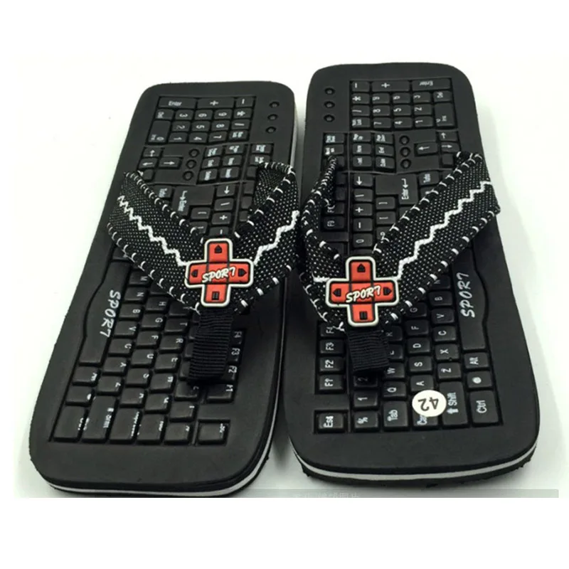 

Summer Slippers Male Cool Slippers Creative Personality Keyboard Flip FLops Students Comfortable Beach Slippers Sandals