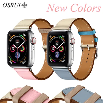 

OSRUI Leather strap for Apple watch band 4 44mm 40mm correa aple 42mm 38mm iwatch 3 band wrist bracelet belt watch Accessories