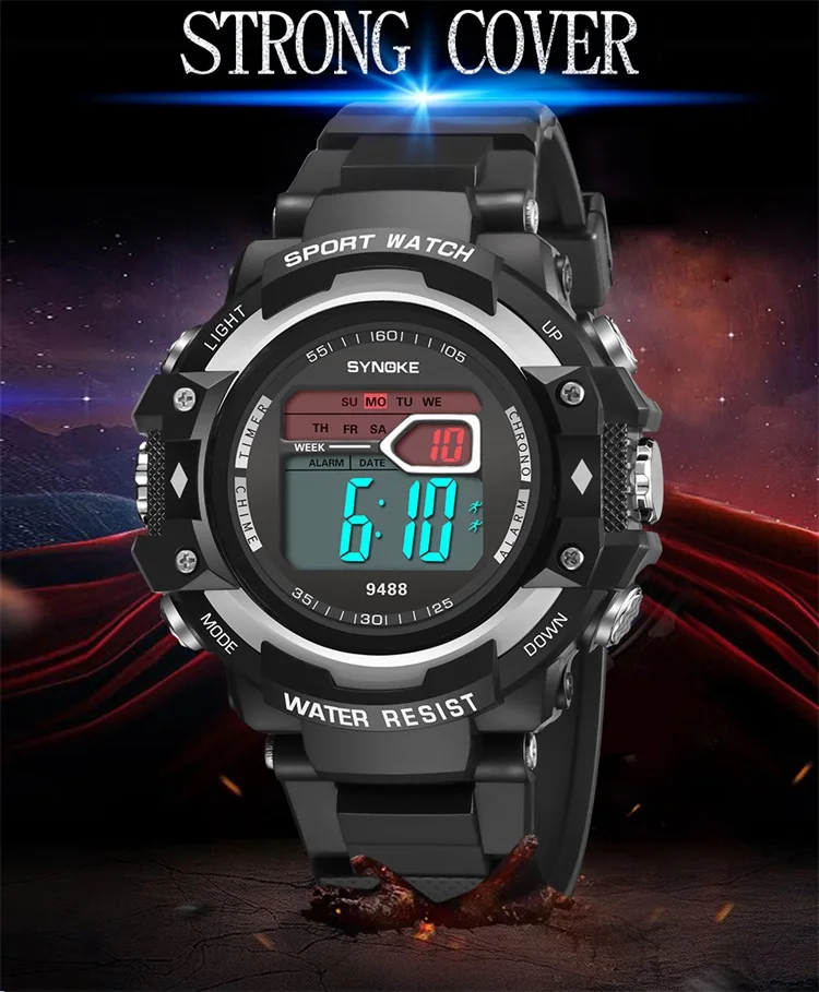 SYNOKE Military Sport Watch For Men Waterproof LED Display Digital Watches Male Alarm Electronic Clock Fashion Relogio Masculino