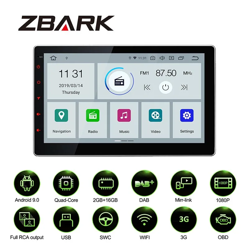 Best 10.1 inch  Android 9.0 Double 2 Din Universal GPS Navigation  Car Stereo Player Radio YHTY101B 1