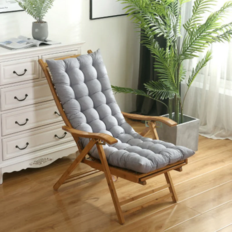 Универсальный кресло-качалка из ротанга, коврик, подушка, удобный длинный шезлонг, кресло-качалка, Спящая спинка, подушка, однотонный - Цвет: grey 48x120cm