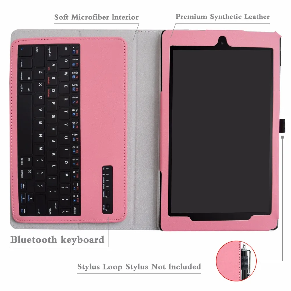  For All-New Amazon Fire HD 10 Tablet Case (7th Generation Removable Bluetooth Keyboard Case Portabl