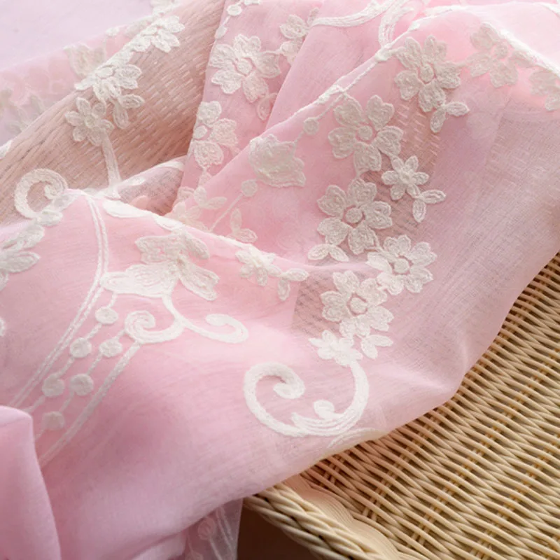 Pink Tulle Высококачественная Белая вышитая Цветочная ширма, европейский стиль, вуаль, тюль, отвесная занавеска для спальни, гостиной, окна, WP014& 3 - Цвет: Pink Tulle
