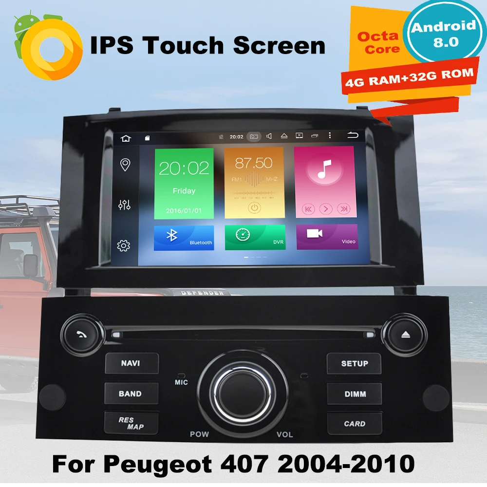 4G RAM Android8.0 автомобильный DVD gps мультимедийный плеер для peugeot 407 2004 2005 2006 2007 2008 2009 2010 Авто радионавигации стерео