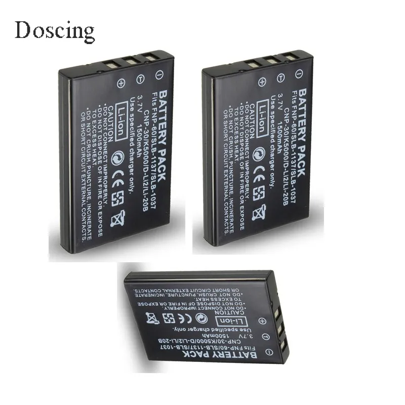 

3pcs 3.7V 1500mAh NP-60 NP 60 NP60 Rechargeable Lithium Battery For FUJIFILM FUJI FinePix M603 F601 F410 F401 50i Zoom