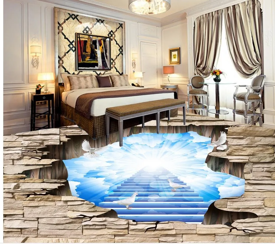 3D Пол красивое небо 3D стереоскопические обои пол обои фрески стены ПВХ водонепроницаемый пол