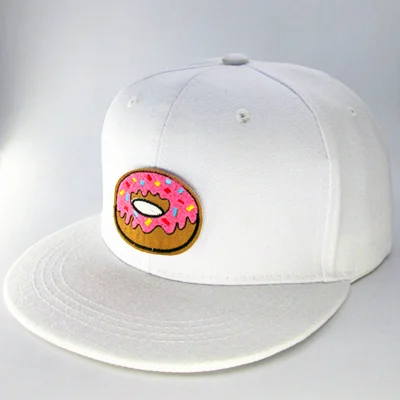 white LDSLYJR Doughnut вышивка хлопок бейсболка хип-хоп бейсболка с возможностью регулировки размера шляпы для мужчин и женщин 146 - Цвет: white