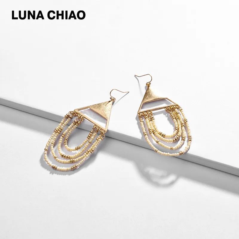 

LUNA CHIAO Vintage Bohemian Jewelry Mini Seed beads Dangle Drop Earring Women Statement Earrings