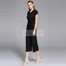 ; однотонные модные комбинезоны со складками с воротником; широкие брюки