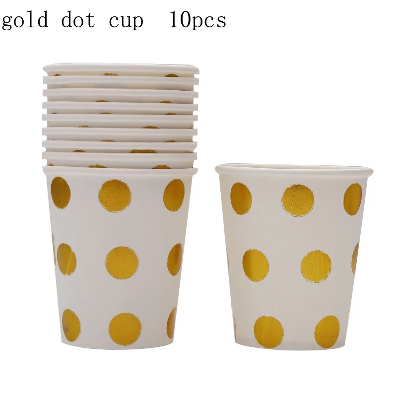 gold dot cup 10pcs Изысканная посуда для вечеринки в честь Дня рождения бумажная чашка тарелка салфетка для взрослых детей день рождения, детский душ изысканный DIY украшения sup - Цвет: gold dot cup 10pcs