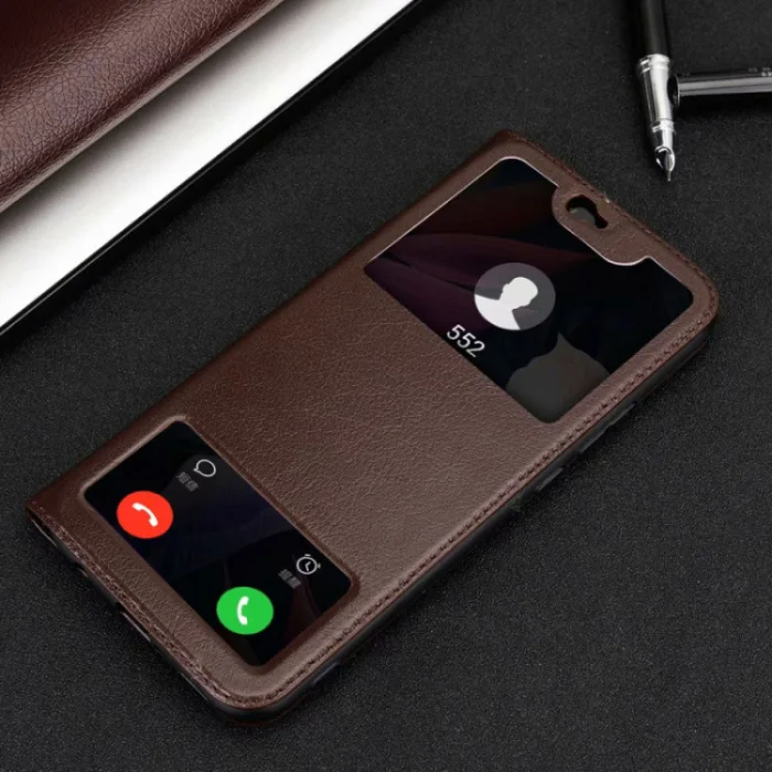 Коричневый Huawei Коврики 20 облегченная Чехол из натуральной кожи Smart Case для huawei Коврики 20 Lite Роскошный тонкий откидная крышка подставка случаях huawei Maimang 7 - Цвет: Коричневый