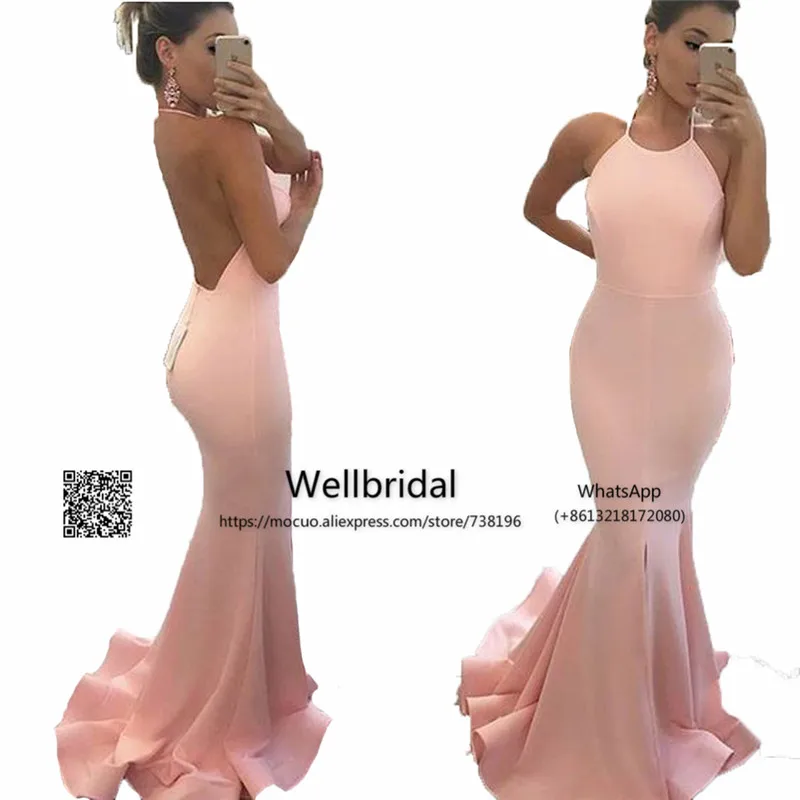 Простые новые длинные платья для выпускного вечера с открытыми плечами vestidos de fiesta Розовые атласные вечерние платья с открытой спиной