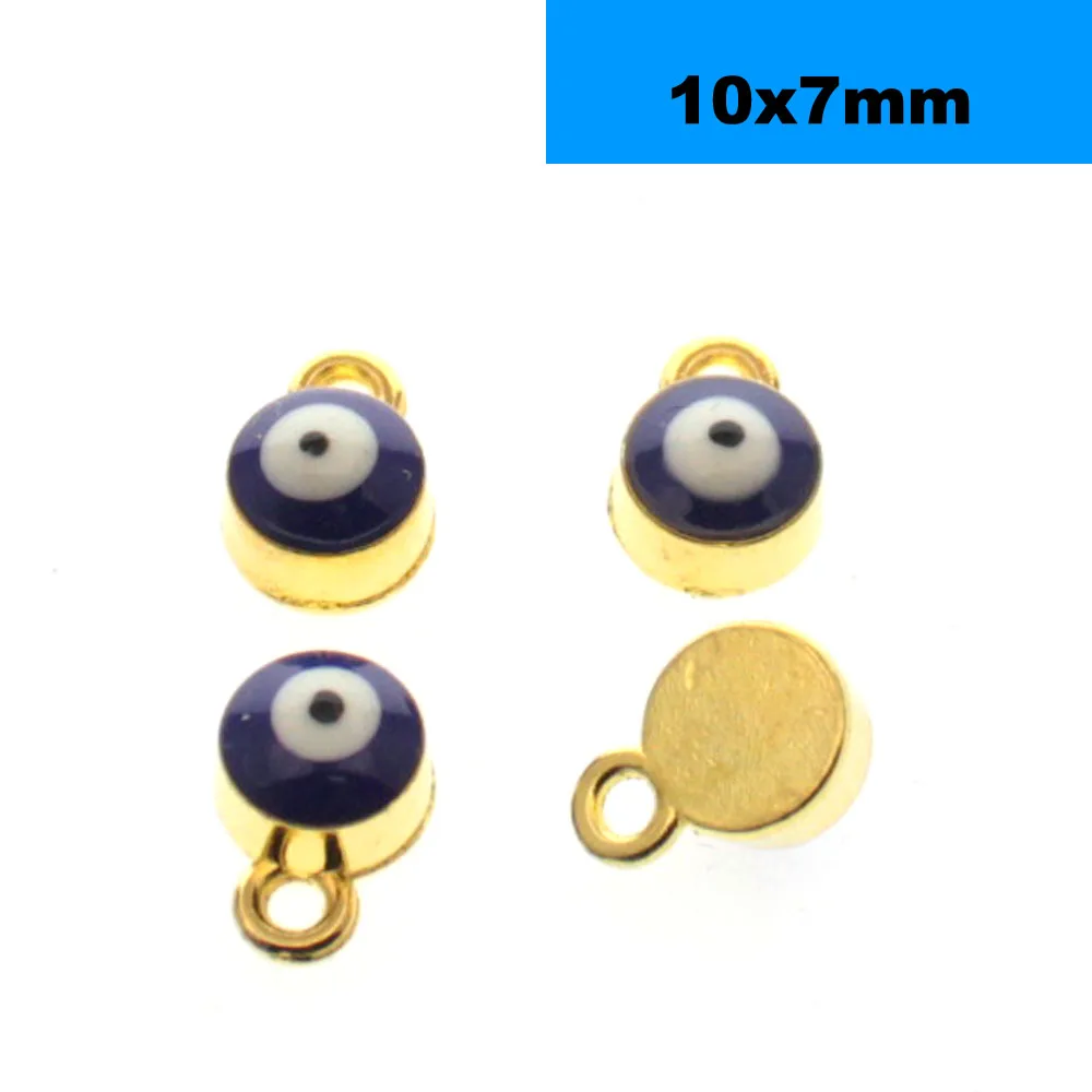 7x10mm Tevida Q02 6/7/8/9/10 мм цвета: золотистый, серебристый с клипсами Дурной глаз Свободные Spacer Бусины вам возможность самостоятельно украсить свой телефон для серьги Цепочки и ожерелья Материал/ювелирные изделия аксессуары/50 шт - Цвет: 7x10mm