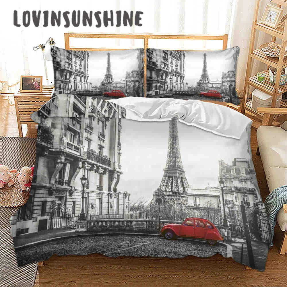 

LOVINSUNSHINE Bed Linen Set Queen Comforter Sets City View 3d Digital Printing Parrure De Lit AB#65