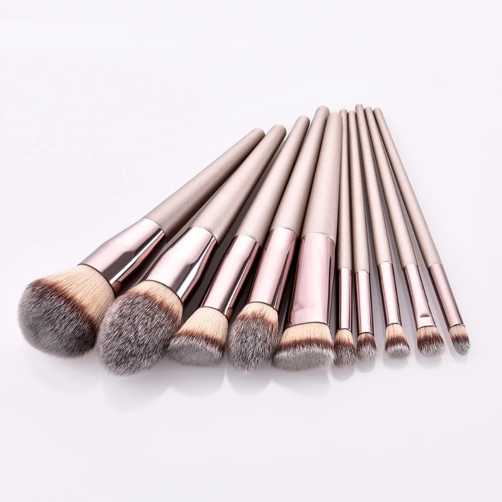 

2018 New 10pcs Cosmetic Tool Soft Professional Powder Eyeshadow Blusher Blending Professional Makeup Brushes Kwasten Kits