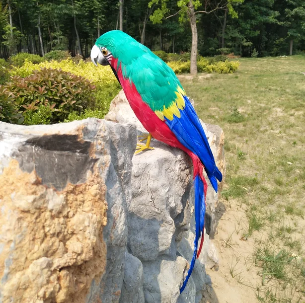

large 42cm coloured green feathers parrot artificial bird model handicraft,prop,home garden decoration gift p2822