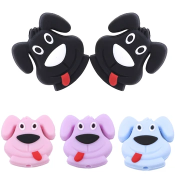 

5PCS/Pack Cartoon Dog Baby Teether Cute Toys BPA Free DIY Nursing Teething Pendants Food Grade Silicone Teether