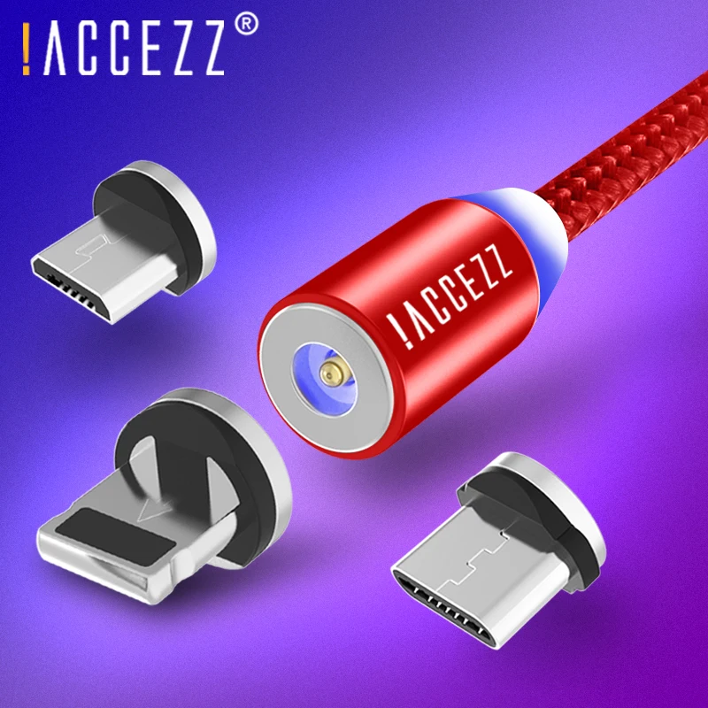 ACCEZZ Магнитный кабель для зарядки для iPhone Apple XR XS Micro USB кабель type C для samsung S7 S8 huawei P9 P10 Xiaomi зарядный шнур