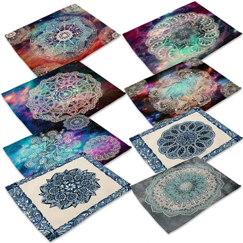 

Bohemia Mandalas Pattern Table Placemats For Table Set Cotton Linen Home Kitchen Pad Coffee Tea Place Mats Accessories Placemat