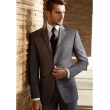 Индивидуальные мужские костюмы серые свадебные костюмы для мужчин Slim Fit Tuxedo модные костюмы Жениха(куртка+ брюки