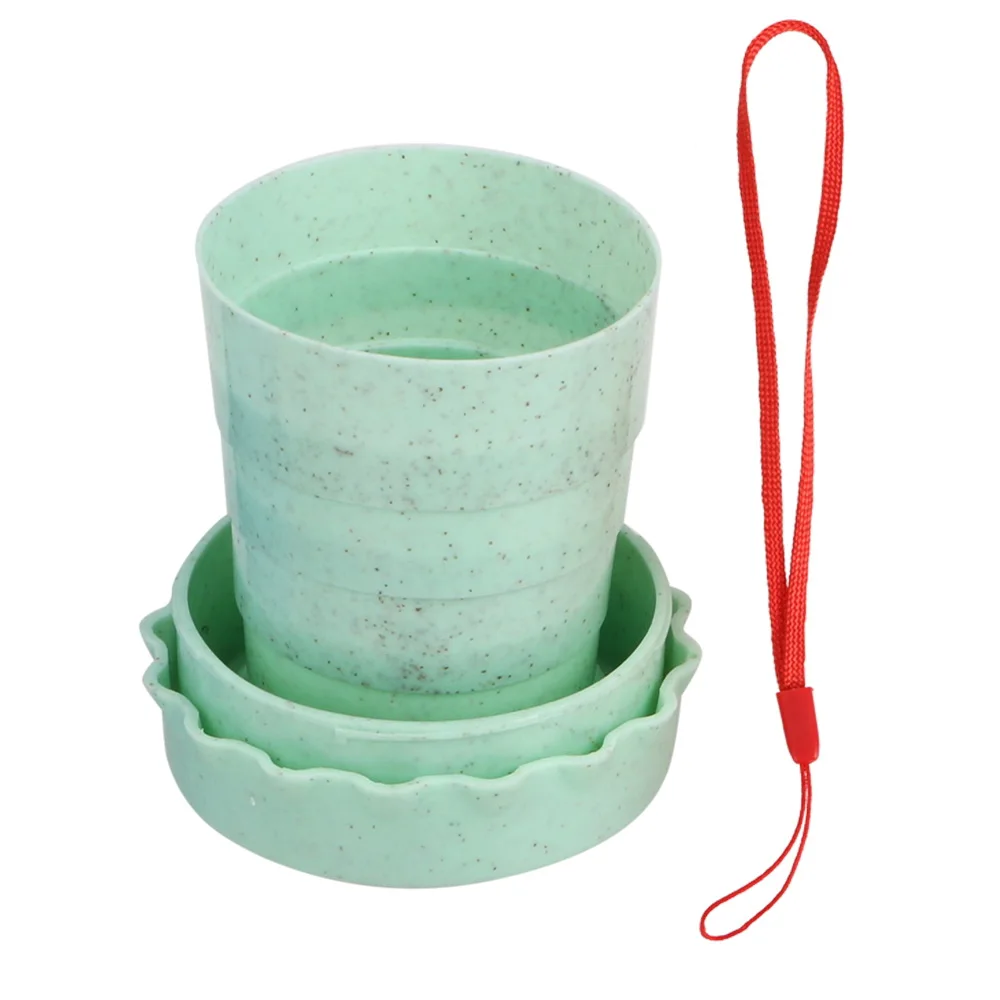 HOOMIN Складная чашка бутылка для походов посуда для напитков Tumblers экологически чистый материал пшеницы выдвижной телескопические складные стаканы - Цвет: Зеленый