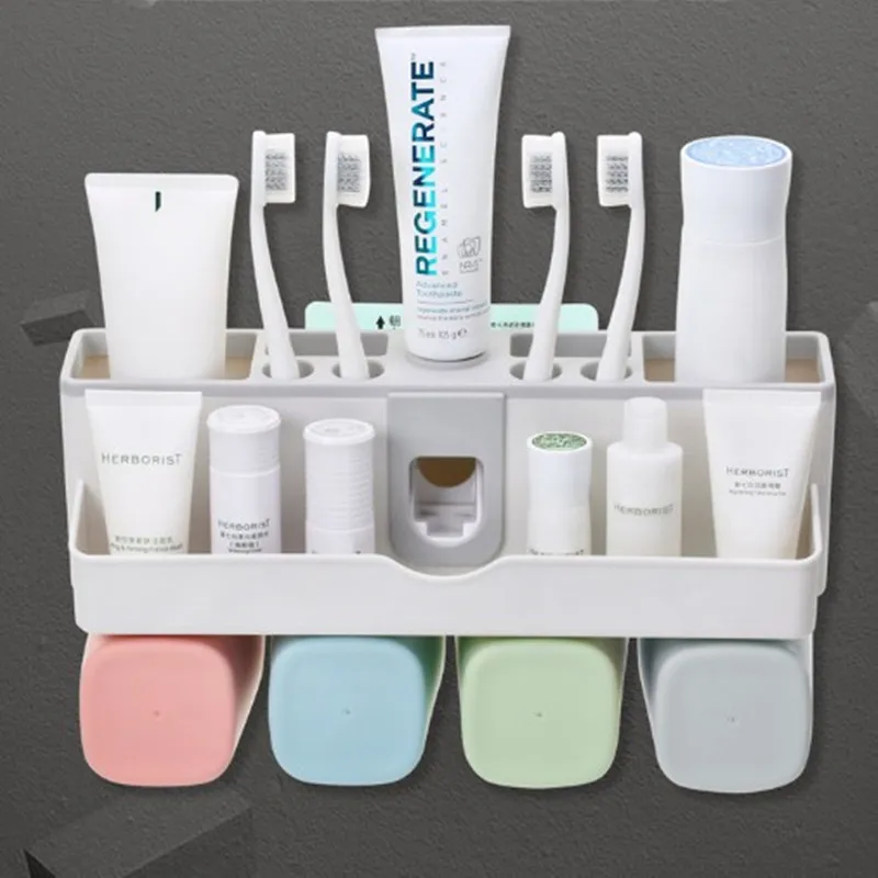 

Multifunction auto squeezer toothpaste squeezer toothbrush cup shampoo storage rack Bathroom commodity Toothpaste Dispenser