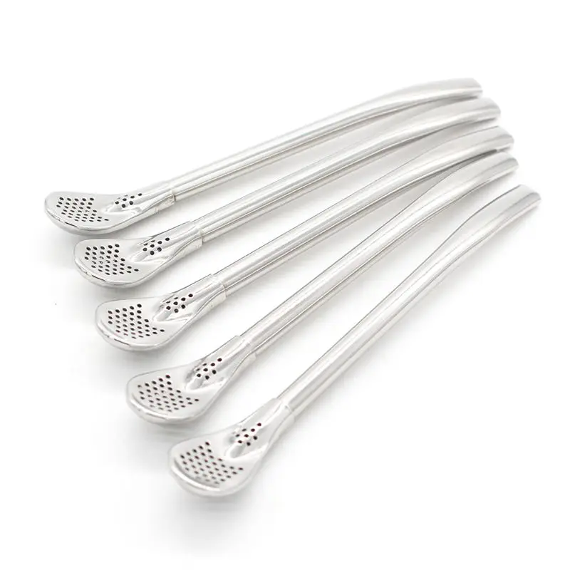 

4 Pieces Multifunction Stainless Steel Smooth Flow Yerba MateTea Bombilla Straws Filtered Spoons Drinking Straw Spoon 13cm
