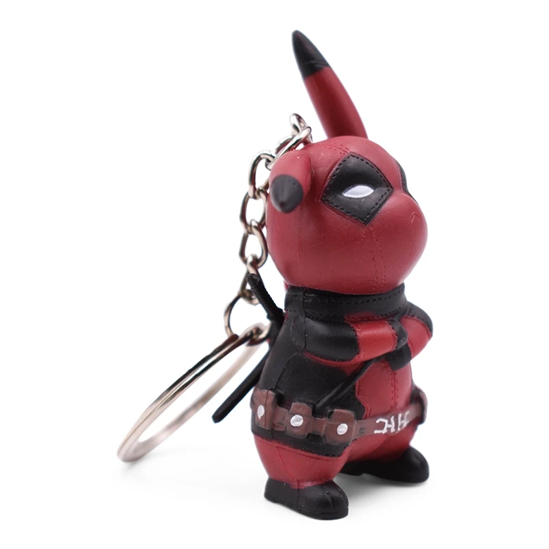 6cm Pikachu Cosplay Deadpool PVC Figure Keychain Pocket Pikachu Cartoon Figures Model Toy Pendants Keyrings For Children Gift 