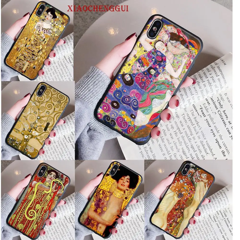 Мягкий силиконовый чехол Gustav Klimt с рисунком поцелуя чехол для iPhone 5 5S SE 6 6S Plus XR XS Max 7 8 Plus X 10