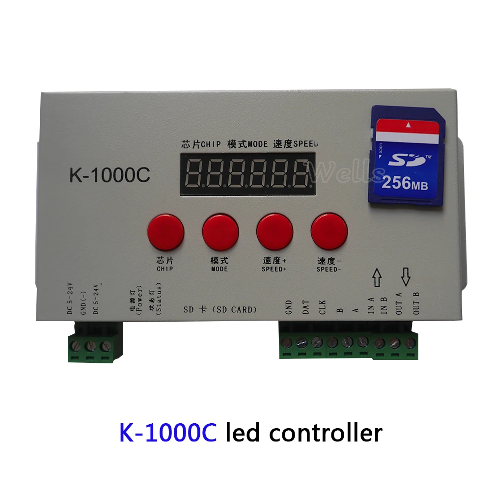K-1000C(T-1000S обновляться) контроллер K1000C WS2812B, WS2811, APA102, T1000S WS2813 светодиодный 2048 Пиксели программный контроллер DC5-24V