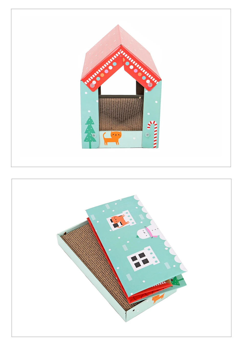 Hoopet Pet Cat Multifunction Scratching Cardboard Collapsible House Corrugated Paper Cat Kitten Furniture Scratcher with Catnip  (2)