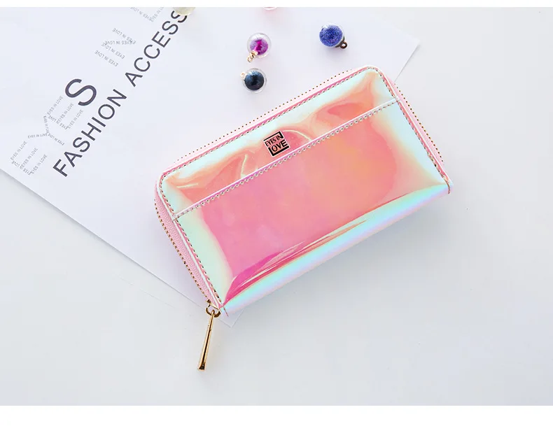 Eyesinlove 2018 новый лазерный голографический кошелек Для женщин кошелек женская сумка-клатч Для женщин кошельки карман на молнии для монет
