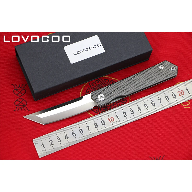 

LOCOVOO ST-201 New arrival D2 blade Titanium handle Flipper folding knife Outdoor camping hunting pocket fruit knives EDC tools