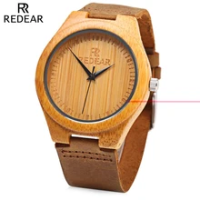 REDEAR Brand Simple Dial Unique Luxury Wood Watch Men Natural Bamboo Wooden Wristwatch Waterproof Clock Man Quartz Watch for Men