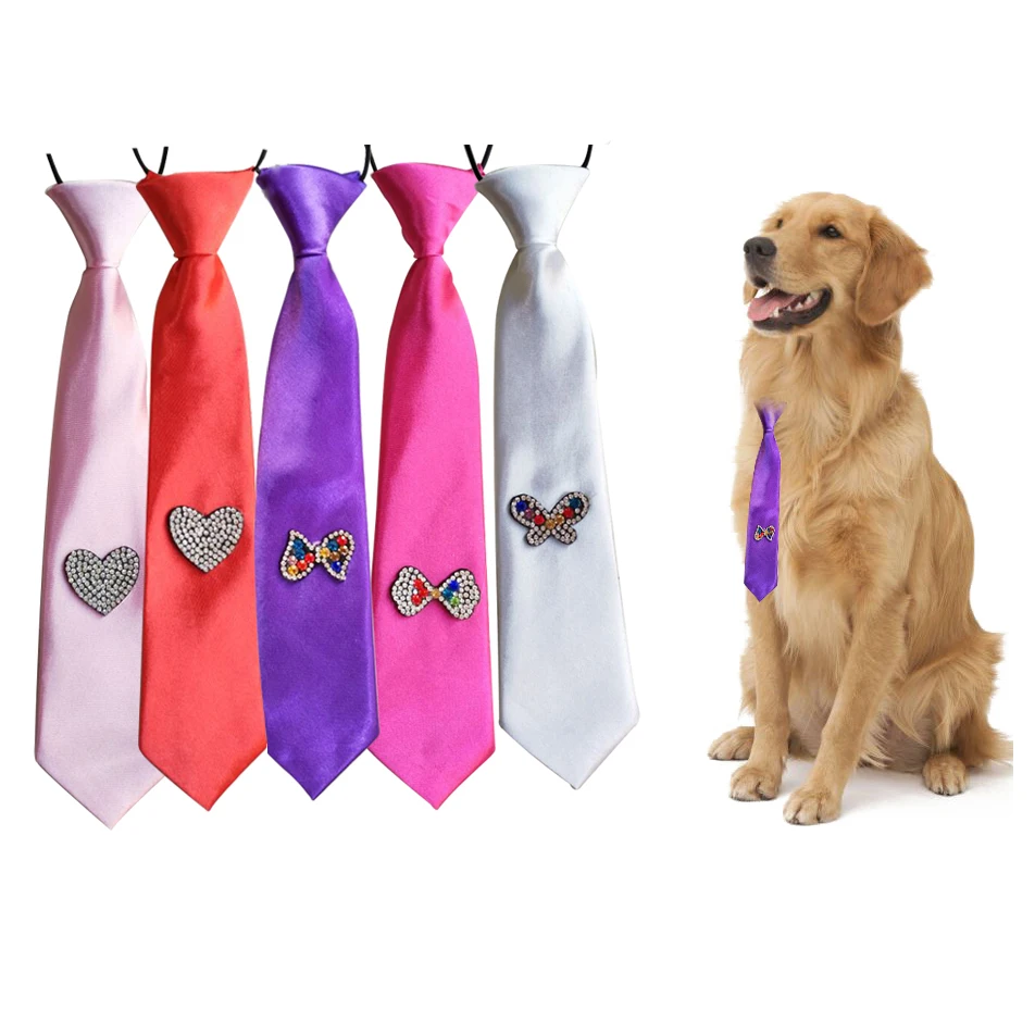 30pcs New Valentine's Day Pet Dog Ties hight quality Dianond Polyester