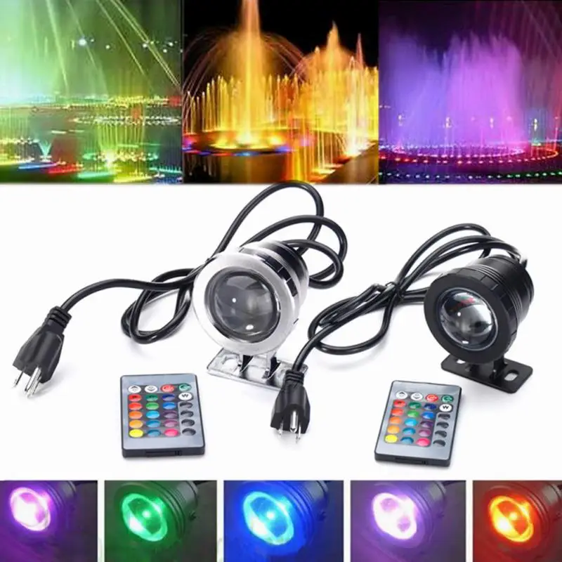 RGB светодиодный удаленного Управление Подводные Пятно света 10 Вт США/ЕС Plug IP68 Водонепроницаемый Пруд аквариум Фонтан лампы + управление;