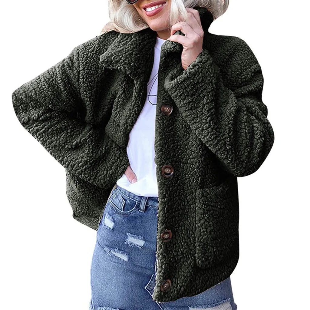 

JAYCOSIN Hot High Quality Women's Fashion Design Solid Color Jacket Button Coat Long Sleeve Turn Down Coat Women Winter New