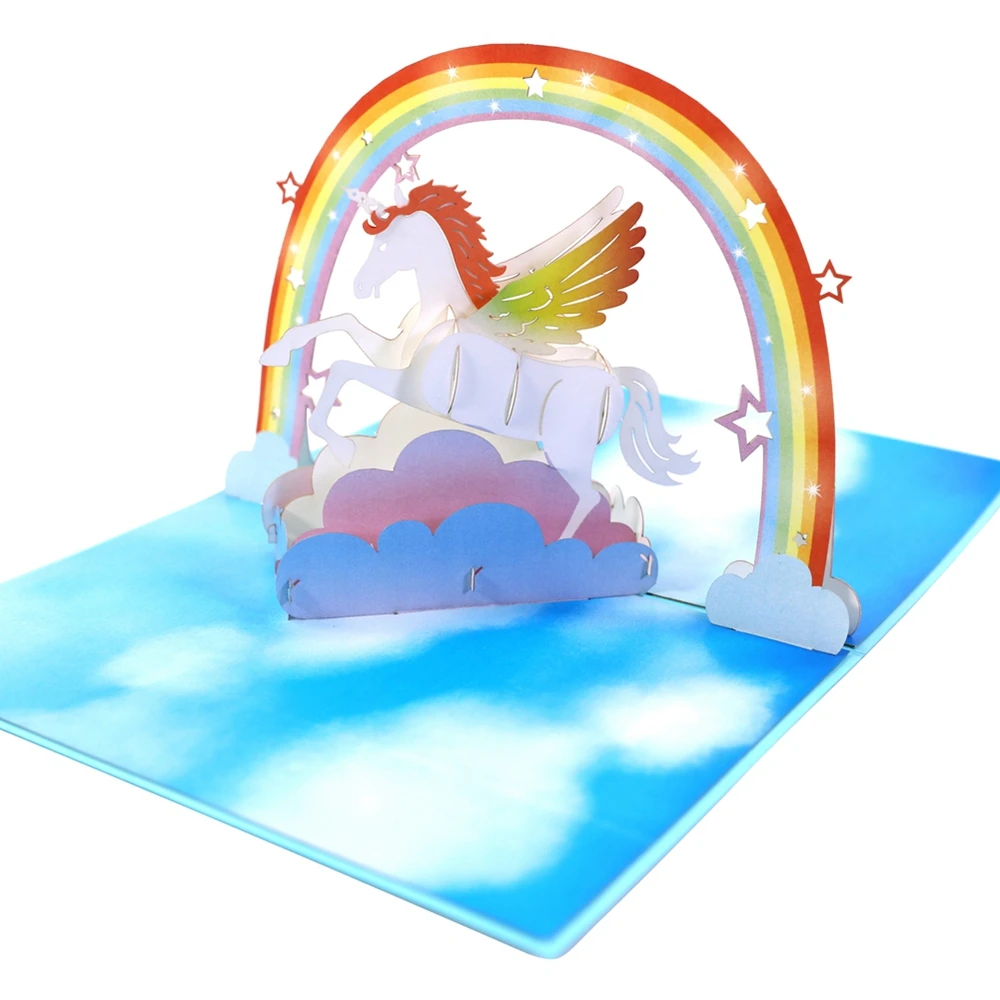 Бумага Spiritz День рождения поздравительные подарки открытки 3D всплывающие лазерная резка открытки свадебные приглашения Винтаж настраиваемый Единорог