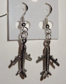 

Hot 50Pair/lot Vintage Silver Beautiful Airplane Charm Pendant Drape Earring Fashion Women Jewelry Accessories Unique Gifts S679