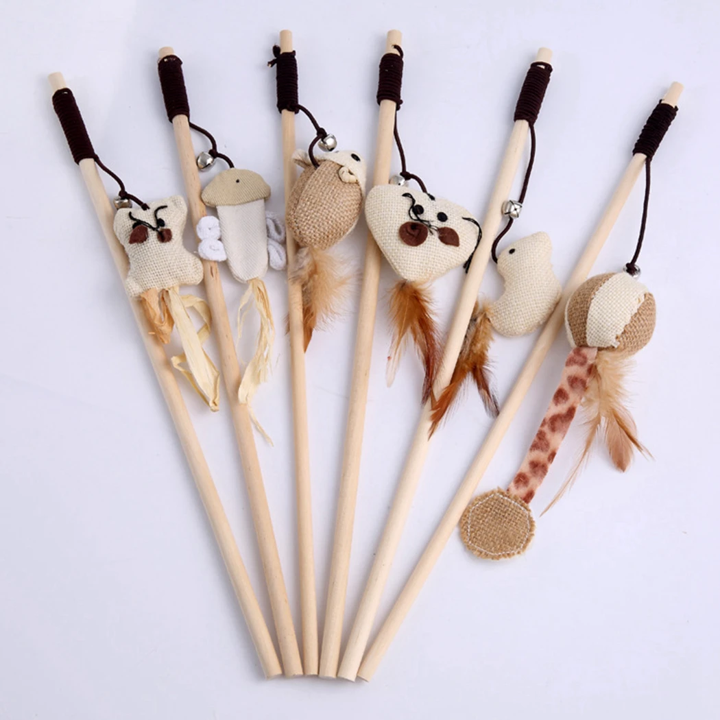 

3PCS Pet Cat Toy Teaser Multi Color Bird Feather Plush Cat Mouse Rat Wand Cat Catcher Teaser Stick Cat Interactive Ball Toys